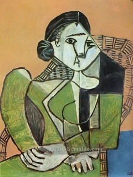  fauteuil - Francoise assise dans un fauteuil 1953 Kubismus Pablo Picasso